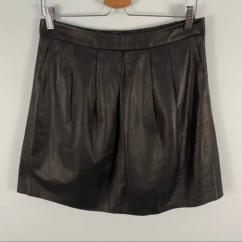 Eileen Fisher The Fisher Project 100% Lamb Leather Pleated Skirt - Picture 2 of 9